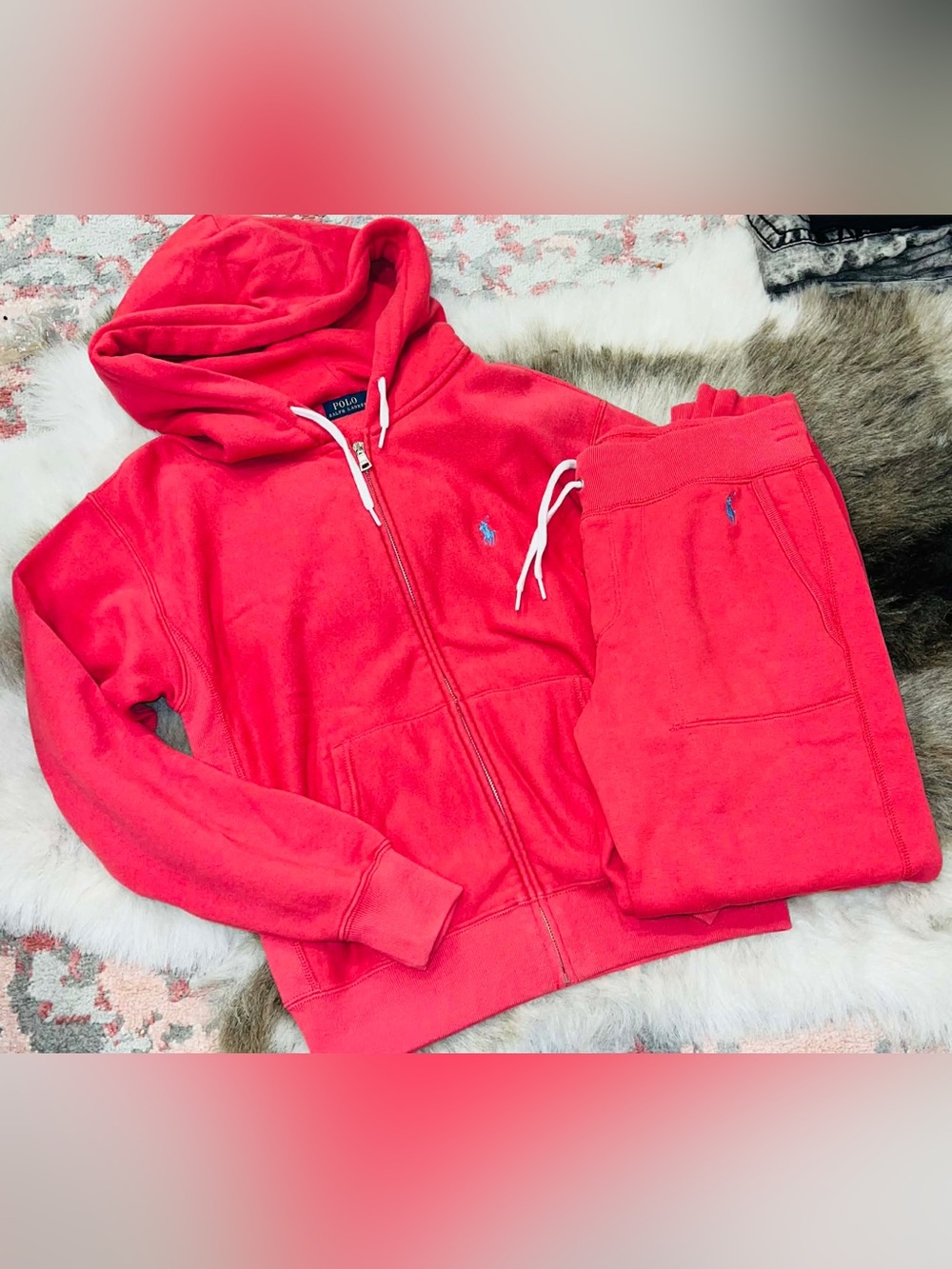 Polo Ralph Lauren Fleece Hoodie & Jogger Set Women’s Small Medium Pony Logo